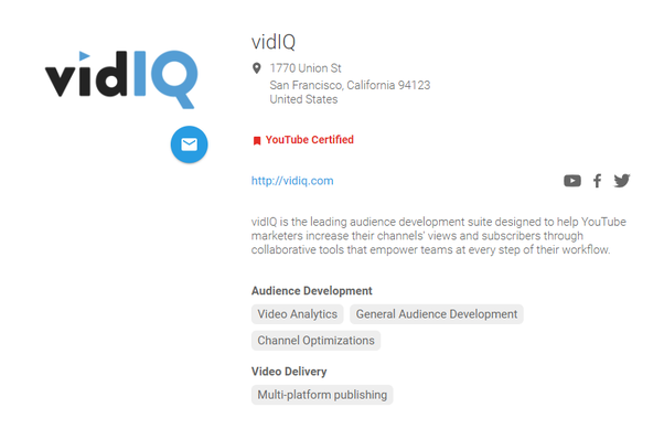 is vidiq youtube certified